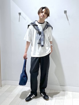 「GLOBAL WORK（グローバルワーク）のアーバンシャツ/AIR/長袖/632886（シャツ/ブラウス、ブルー系）」を使った、おのさん（メンズ・175cm）の夏コーディネート
