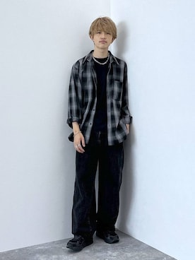 「GLOBAL WORK（グローバルワーク）のGOODデニムバギーパンツ/498388（デニムパンツ）」を使った、おのさん（メンズ・175cm）の秋コーディネート