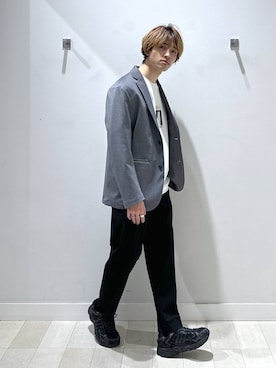 「GLOBAL WORK（グローバルワーク）のアーバンスラックス/576829（スラックス、ブラック系）」を使った、おのさん（メンズ・175cm）の春コーディネート