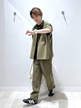 「GLOBAL WORK（グローバルワーク）の2WAYキャンバスZIPショルダーM/288514（ショルダーバッグ、ホワイト系）」を使った、おのさん（メンズ・175cm）の夏コーディネート