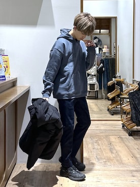 「デート/ロマンティック」｜「アイテム（ダウンジャケット/コート）」を使った、おのさん（メンズ・175cm）の冬コーディネート