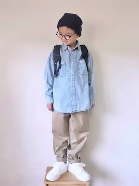 「アイテム（バックパック/リュック）」を使った、yo_yoさん（キッズ・127cm）の秋コーディネート