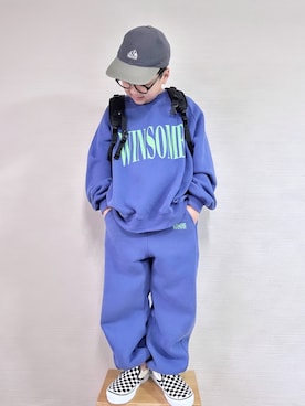 「devirock（デビロック）のアイテム（パンツ）」を使った、yo_yoさん（キッズ・130cm）の冬コーディネート