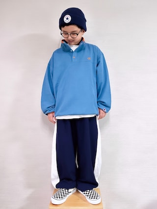 「Champion(チャンピオン)のChampion/チャンピオン HALF SNAP SWEATSHIRT(スウェット)」を使った、yo_yoさん(キッズ・130cm)の秋コーディネート