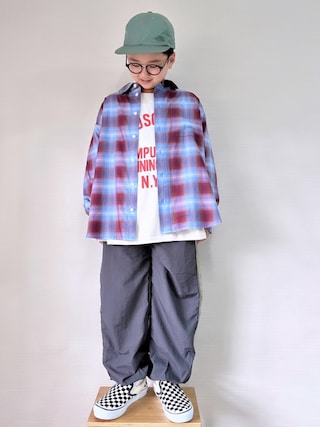 「PAIRMANON STREET(ペアマノンストリート)の【90-160cm】 【撥水機能】 ナイロン パンツ 配色 ライン デザイン 【PAIRMANON STREET】(その他パンツ)」を使った、yo_yoさん(キッズ・130cm)の秋コーディネート