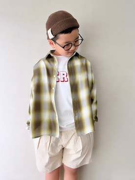 「FRUIT OF THE LOOM（フルーツオブザルーム）のアイテム」を使った、yo_yoさん（キッズ・110cm）の春コーディネート
