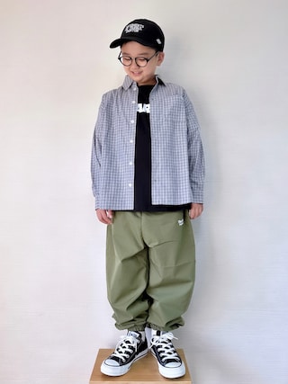 「XLARGE KIDS(エクストララージキッズ)のスタンダードロゴ半袖Tシャツ(Tシャツ/カットソー)」を使った、yo_yoさん(キッズ・130cm)の秋コーディネート