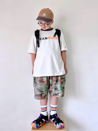 「Champion(チャンピオン)の【Champion(チャンピオン)】バックプリントT(KIDS)(Tシャツ/カットソー)」を使った、yo_yoさん(キッズ・130cm)の春コーディネート