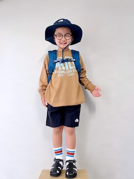 「FRUIT OF THE LOOM（フルーツオブザルーム）のアイテム」を使った、yo_yoさん（キッズ・110cm）の春コーディネート