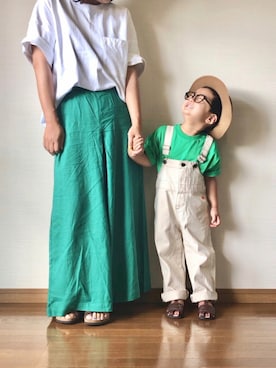 「apres les cours（アプレレクール）のアイテム（帽子）」を使った、yo_yoさん（キッズ・100cm）の夏コーディネート