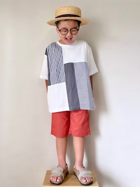 「アイテム（ファッション雑貨、ブラック系）」を使った、yo_yoさん（キッズ・110cm）の夏コーディネート