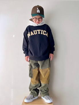 「コーデュロイパンツ」｜「アイテム（スリッポン）」を使った、yo_yoさん（キッズ・120cm）の秋コーディネート