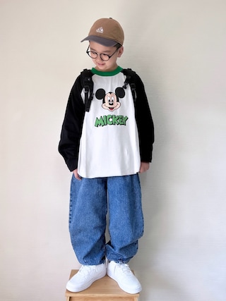 「LOWRYS FARM(ローリーズファーム)のDisney/ラグランT 1066190(Tシャツ/カットソー)」を使った、yo_yoさん(キッズ・130cm)の秋コーディネート