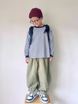 「アイテム（バックパック/リュック）」を使った、yo_yoさん（キッズ・127cm）の秋コーディネート