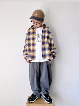 「アイテム（キャップ）」を使った、yo_yoさん（キッズ・130cm）の秋コーディネート