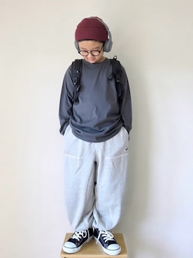 「アイテム（スウェットパンツ）」を使った、yo_yoさん（キッズ・130cm）の秋コーディネート