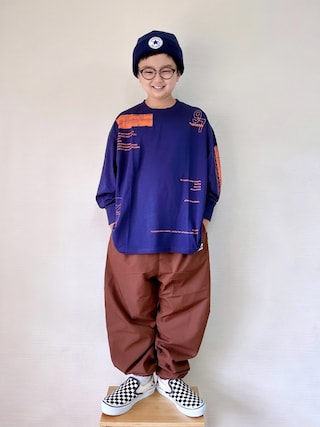 「PAIRMANON STREET(ペアマノンストリート)の【90-160cm】吸水速乾 マルチ アソート プリント ロンT 長袖 Tシャツ 【PAIRMANON STREET】(Tシャツ/カットソー)」を使った、yo_yoさん(キッズ・130cm)の秋コーディネート