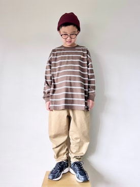 「アイテム（ニットキャップ/ビーニー）」を使った、yo_yoさん（キッズ・127cm）の秋コーディネート