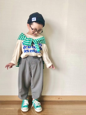 「BIG FIELD（ビッグフィールド）のアイテム（トップス）」を使った、yo_yoさん（キッズ・100cm）の秋コーディネート