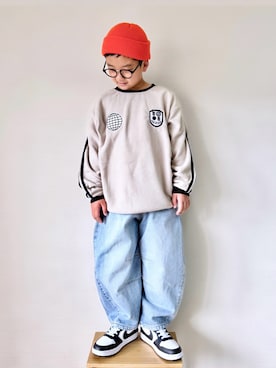 「アイテム（デニムパンツ）」を使った、yo_yoさん（キッズ・130cm）の秋コーディネート