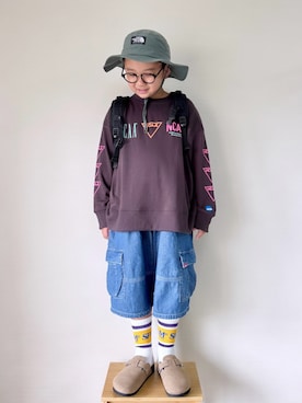 「アイテム（カーゴパンツ）」を使った、yo_yoさん（キッズ・130cm）の秋コーディネート