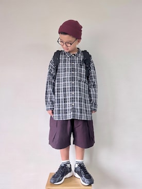 「アイテム（バックパック/リュック）」を使った、yo_yoさん（キッズ・127cm）の秋コーディネート