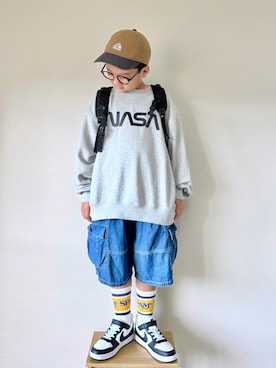 「アイテム（カーゴパンツ）」を使った、yo_yoさん（キッズ・127cm）の秋コーディネート