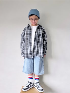 「アイテム（デニムパンツ）」を使った、yo_yoさん（キッズ・127cm）の秋コーディネート