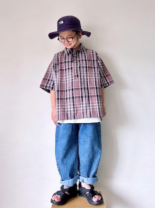 「LOWRYS FARM（ローリーズファーム）のリネンシャツＳＳ　622578（シャツ/ブラウス）」を使った、yo_yoさん（キッズ・130cm）の春コーディネート