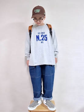 「DANTON（ダントン）のアイテム（帽子）」を使った、yo_yoさん（キッズ・130cm）の秋コーディネート