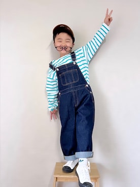 「LOWRYS FARM（ローリーズファーム）のアイテム（オールインワン・サロペット）」を使った、yo_yoさん（キッズ・110cm）の冬コーディネート