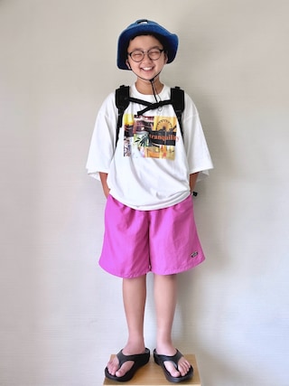 「Life Support Products(ライフサポートプロダクツ)の【COTTON from U.S.A】ビッグシルエットフォトプリントTシャツ(Tシャツ/カットソー)」を使った、yo_yoさん(キッズ・130cm)の夏コーディネート