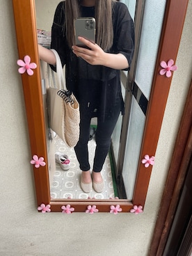 「AZUL by moussy（アズールバイマウジー）のアイテム（ハンドバッグ、ホワイト系）」を使った、えりかさん（レディース・150cm）の夏コーディネート