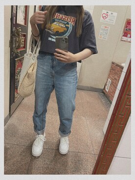 「Avail（アベイル）のアイテム（Tシャツ/カットソー、グレー系）」を使った、えりかさん（レディース・150cm）の夏コーディネート