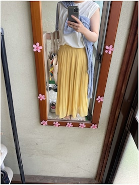 「Avail（アベイル）のアイテム（スカート、イエロー系）」を使った、えりかさん（レディース・150cm）の夏コーディネート