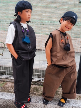 「KANGOL（カンゴール）のアイテム（帽子）」を使った、3kids❁⃘mamaさん（キッズ・125cm）の夏コーディネート