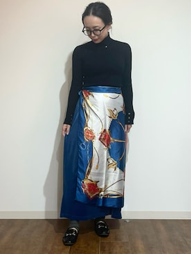 「アイテム（ストール/ショール）」を使った、あこさん（レディース・152cm）の秋コーディネート