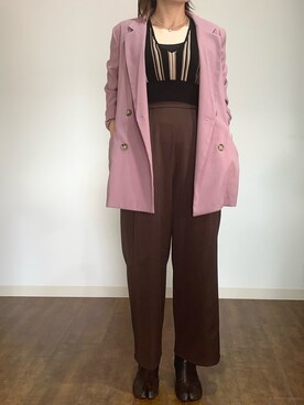 「アイテム（ジャケット/アウター、ピンク系）」を使った、あこさん（レディース・152cm）の秋コーディネート