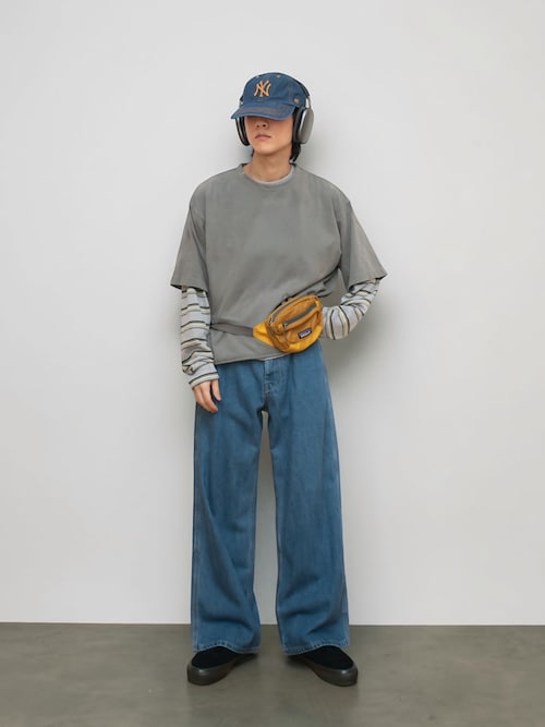 「Regen Glanz(レーゲングランツ)のpigment-dyed cropped T-shirt/クロップドピグメントTシャツ(Tシャツ/カットソー)」を使った、Naotoさん(メンズ・165cm)の秋コーディネート