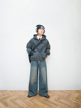 「アイテム（ヘッドフォン/イヤホン）」を使った、Naotoさん（メンズ・165cm）の冬コーディネート