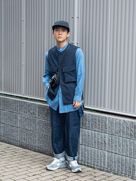 「ハンチング」｜「アイテム（キャップ）」を使った、Naotoさん（メンズ・165cm）の秋コーディネート