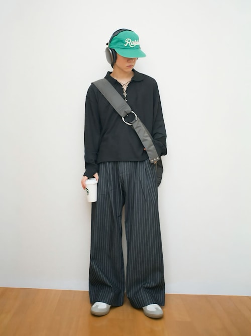 soerte ポロシャツ Loose Lace-up Thermal Polo/ルーズレースアップ