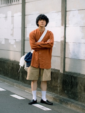 「AURALEE（オーラリー）のアイテム（バッグ）」を使った、Naotoさん（メンズ・165cm）の夏コーディネート