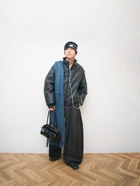 「アイテム（ソックス/靴下、ブラック系）」を使った、Naotoさん（メンズ・165cm）の冬コーディネート