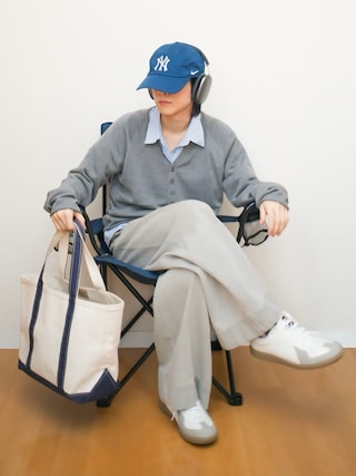 「soerte(ソエルテ)のWool Blend Rolled Edge Henley Neck Knit / ウールブレンドヘンリーネックニット(ニット/セーター)」を使った、Naotoさん(メンズ・165cm)の秋コーディネート