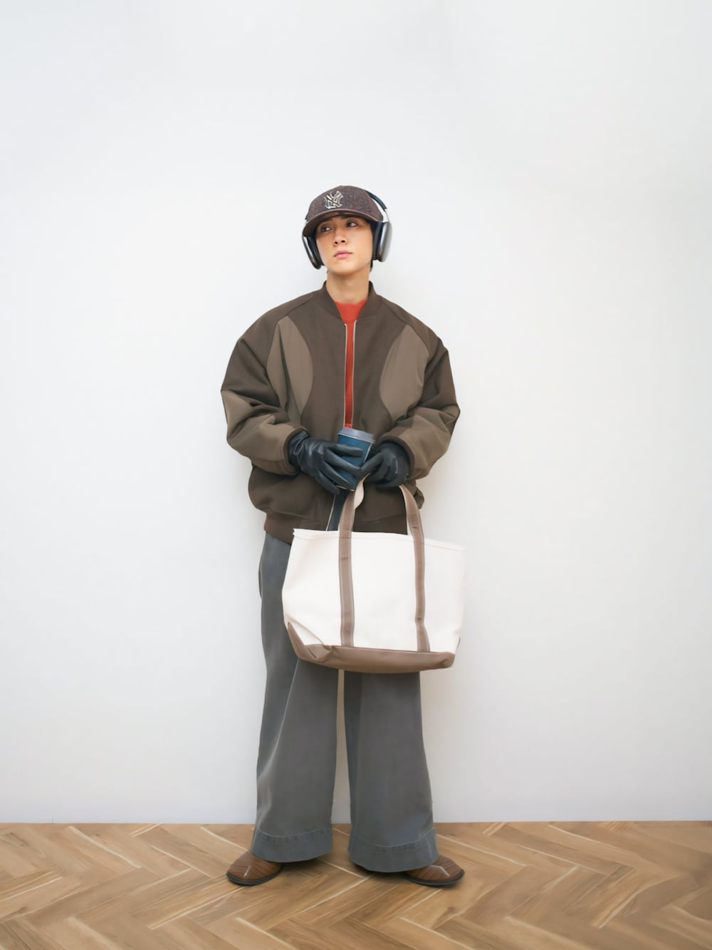 soerte ウールブレンド異素材切替ブルゾン　ブラウン soerte ウールブレンド異素材切替ブルゾン 1