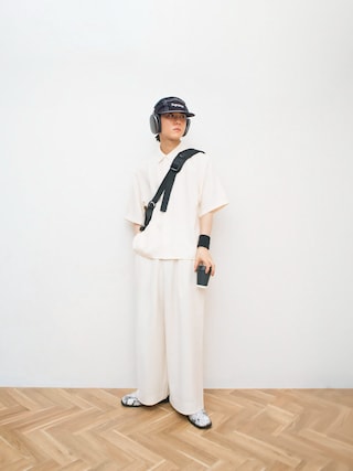 「soerte(ソエルテ)のLoose Half sleeve box shirt (Assort)/ルーズハーフスリーブボックスシャツ(アソート)(シャツ/ブラウス)」を使った、Naotoさん(メンズ・165cm)の春コーディネート