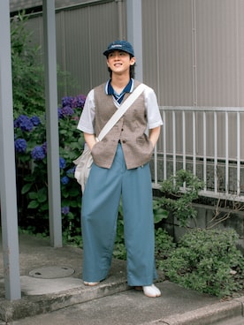 「DAIRIKU（ダイリク）のアイテム（パンツ）」を使った、Naotoさん（メンズ・165cm）の夏コーディネート