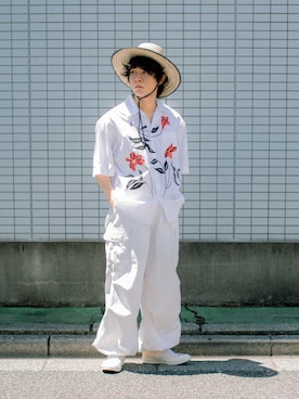 「Graphpaper（グラフペーパー）のアイテム（パンツ）」を使った、Naotoさん（メンズ・165cm）の夏コーディネート