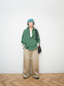 「グリーン」｜Naotoさん（メンズ・165cm）の春コーディネート